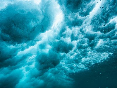 Deep blue ocean waves showing rhythmic movements